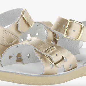Gold Salt Water Sandals with heart details